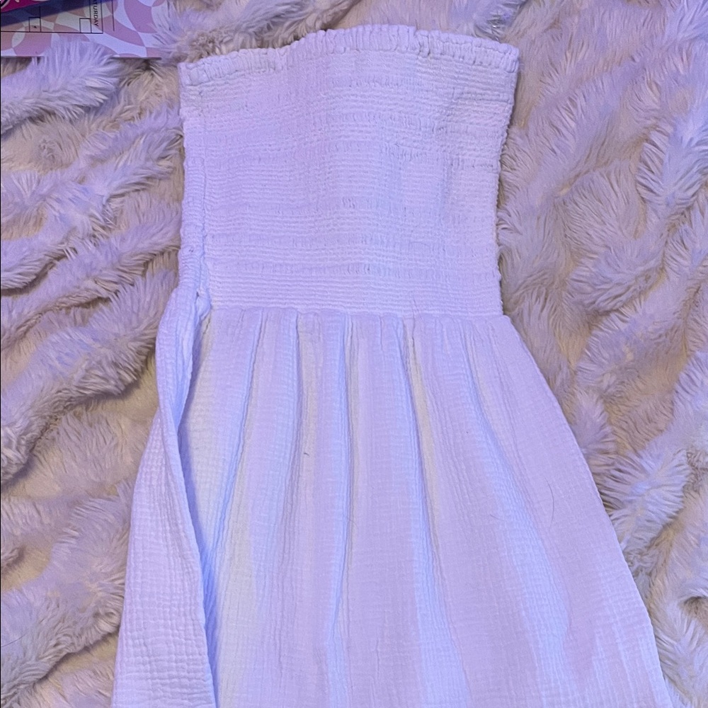 Strapless Smocked Bodice Maxi Dress — light lavender